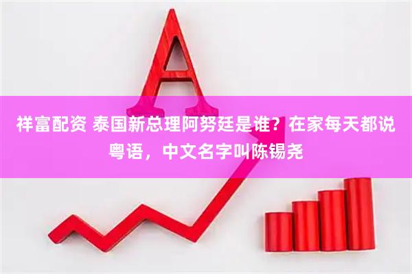 祥富配资 泰国新总理阿努廷是谁？在家每天都说粤语，中文名字叫陈锡尧