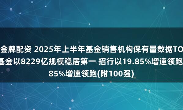 金牌配资 2025年上半年基金销售机构保有量数据TOP5：蚂蚁基金以8229亿规模稳居第一 招行以19.85%增速领跑(附100强)