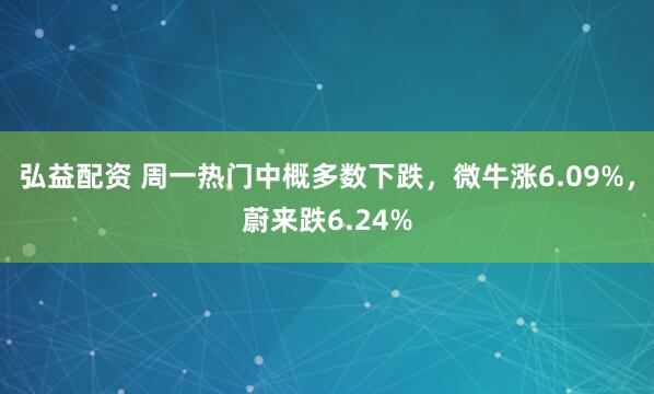 弘益配资 周一热门中概多数下跌，微牛涨6.09%，蔚来跌6.24%